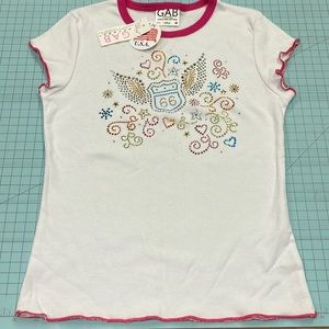 NWT sz 10/12 Route 66 white tee w pink trim